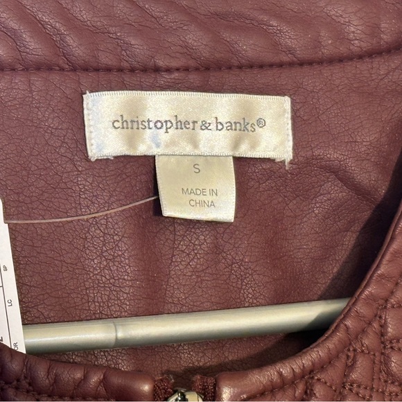 Christopher & Banks Maroon faux leather jacket. - Picture 3 of 3